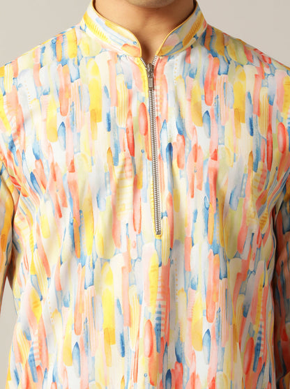 Yellow Multi Printed Kurta | The Kurta Company