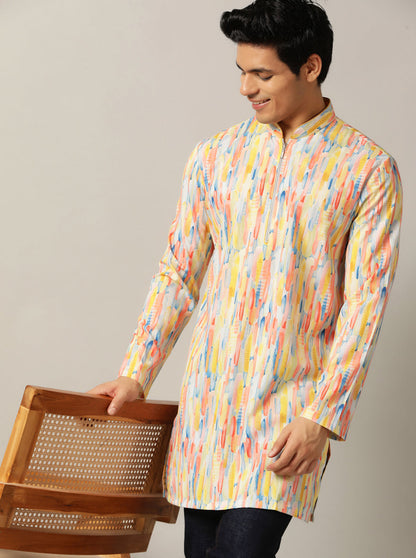 Yellow Multi Printed Kurta | The Kurta Company