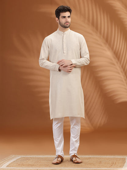 Fawn Solid Modi Kurta | JadeBlue