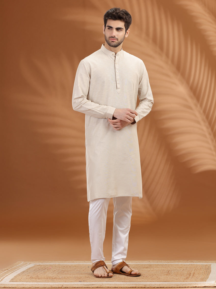 Fawn Solid Modi Kurta | JadeBlue