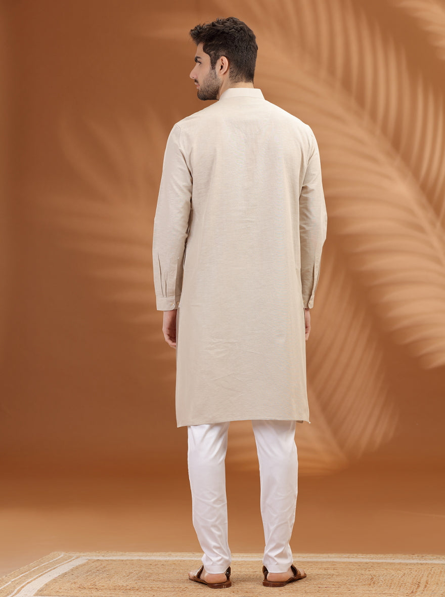 Fawn Solid Modi Kurta | JadeBlue