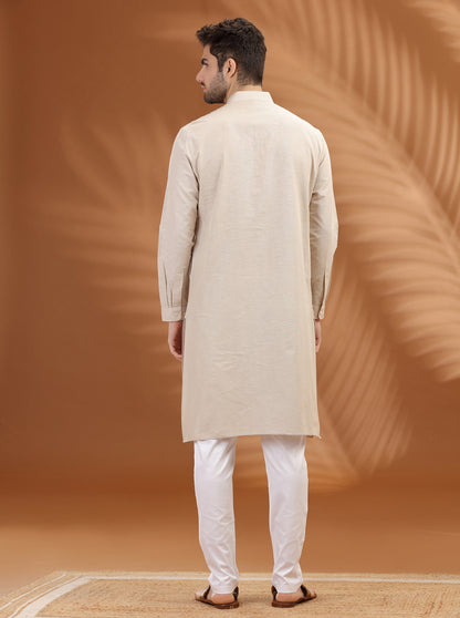 Fawn Solid Modi Kurta | JadeBlue