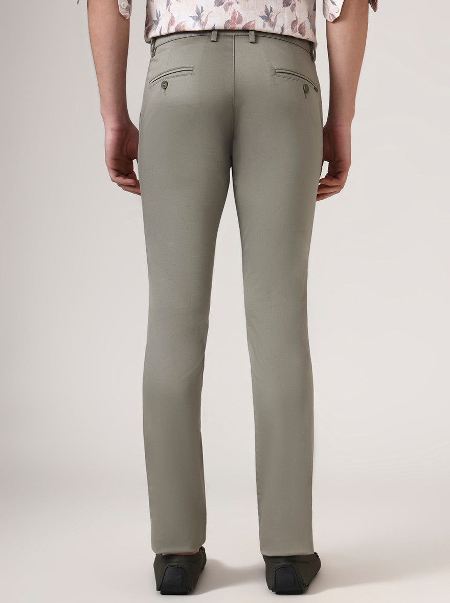 Green Solid Super Slim Fit Casual Trouser | Greenfibre