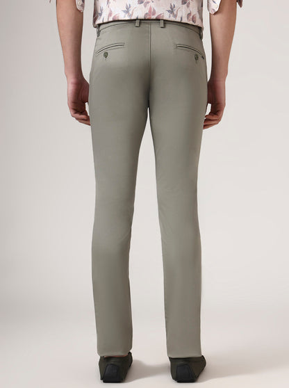 Green Solid Super Slim Fit Casual Trouser | Greenfibre