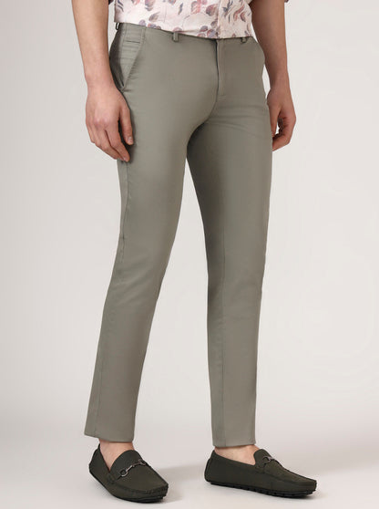 Green Solid Super Slim Fit Casual Trouser | Greenfibre