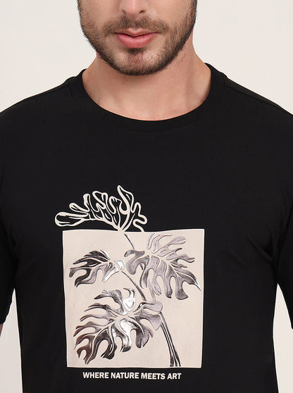 Black Printed Slim Fit T-Shirt | JadeBlue