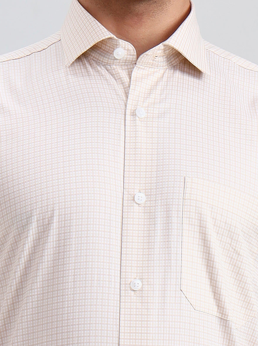 Yellow Checked Slim Fit Formal Shirt | Metal