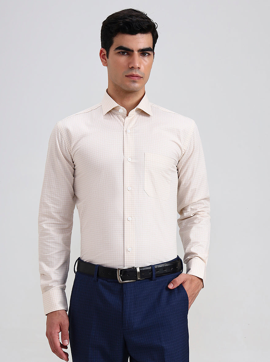 Yellow Checked Slim Fit Formal Shirt | Metal