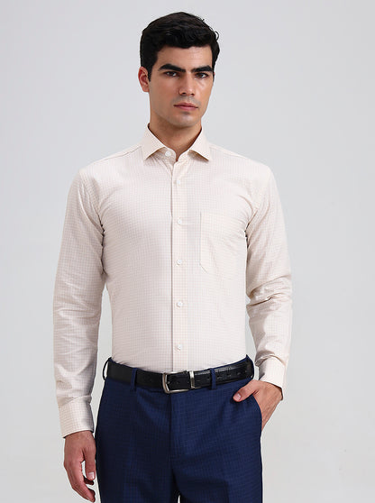 Yellow Checked Slim Fit Formal Shirt | Metal