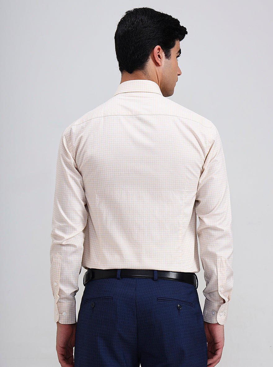 Yellow Checked Slim Fit Formal Shirt | Metal