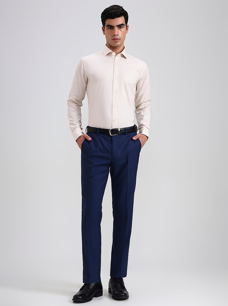 Yellow Checked Slim Fit Formal Shirt | Metal