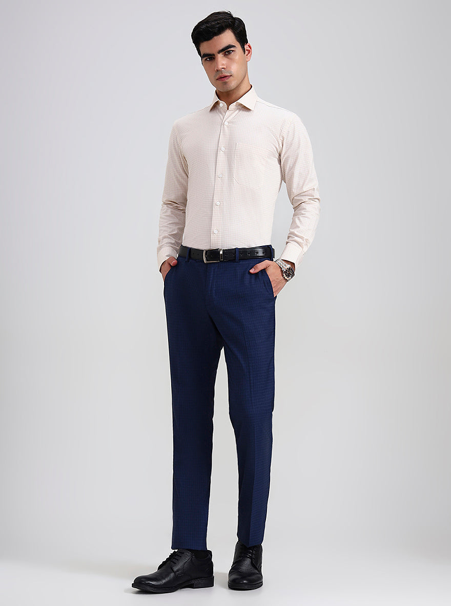 Yellow Checked Slim Fit Formal Shirt | Metal