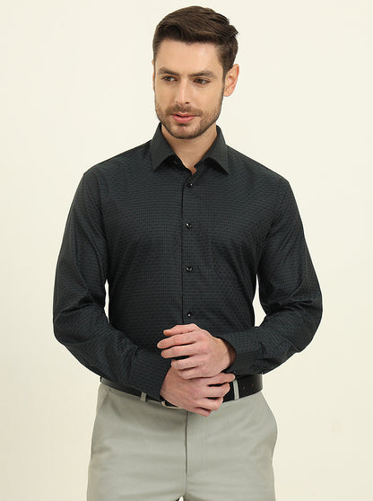 Green Checked Regular Fit Formal Shirt | JadeBlue