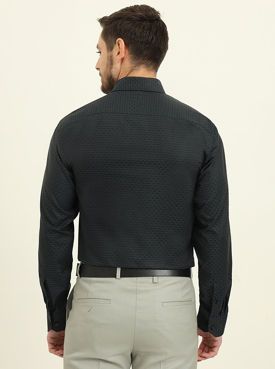 Green Checked Regular Fit Formal Shirt | JadeBlue