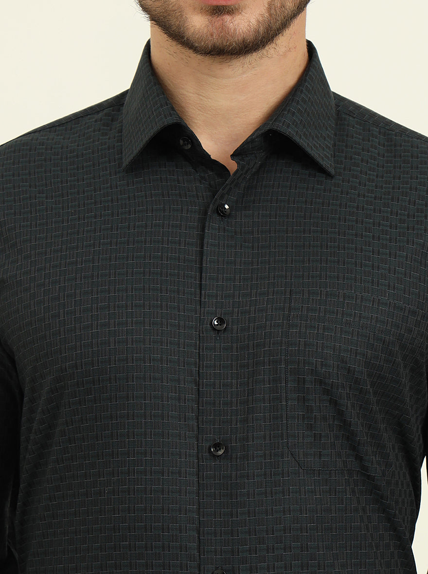 Green Checked Regular Fit Formal Shirt | JadeBlue
