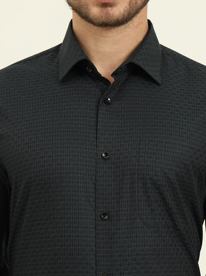 Green Checked Regular Fit Formal Shirt | JadeBlue