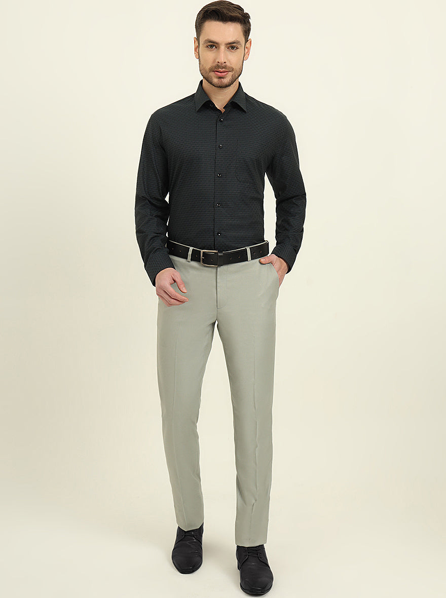 Green Checked Regular Fit Formal Shirt | JadeBlue