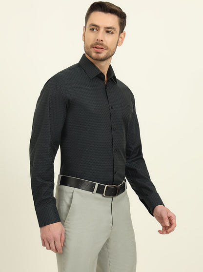 Green Checked Regular Fit Formal Shirt | JadeBlue