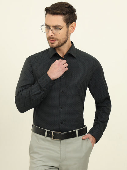 Green Checked Regular Fit Formal Shirt | JadeBlue