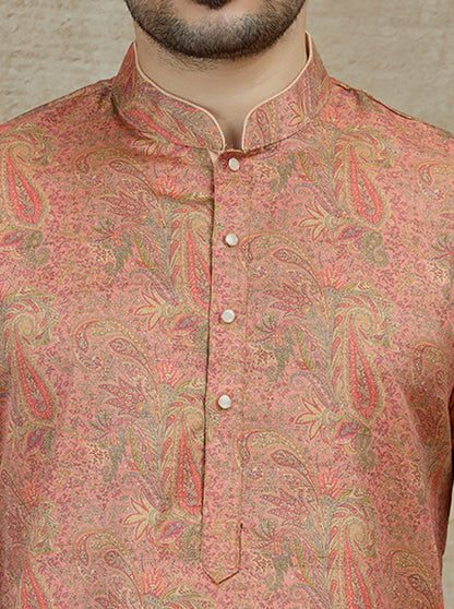 Peach Printed Kurta | The Kurta Company