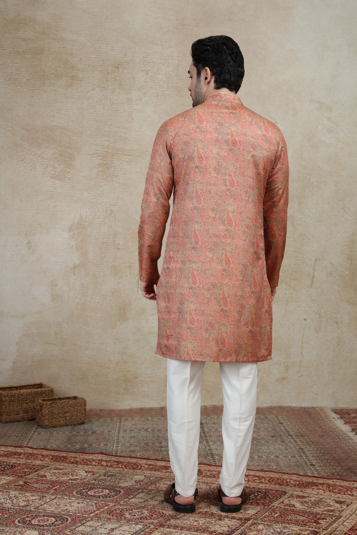 Peach Printed Kurta | The Kurta Company
