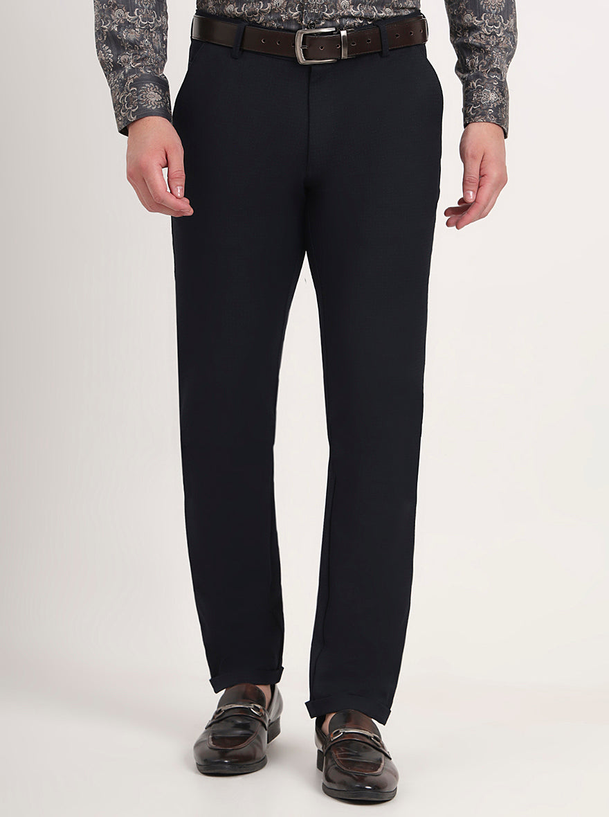 Blue Solid Slim Fit Club Wear Trouser | JB Studio