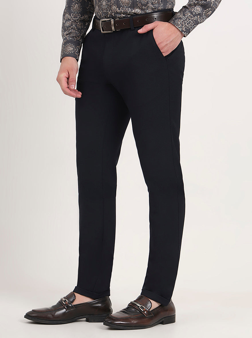 Blue Solid Slim Fit Club Wear Trouser | JB Studio