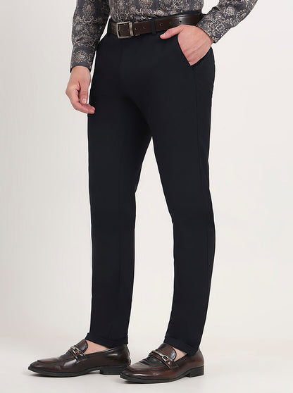Blue Solid Slim Fit Club Wear Trouser | JB Studio