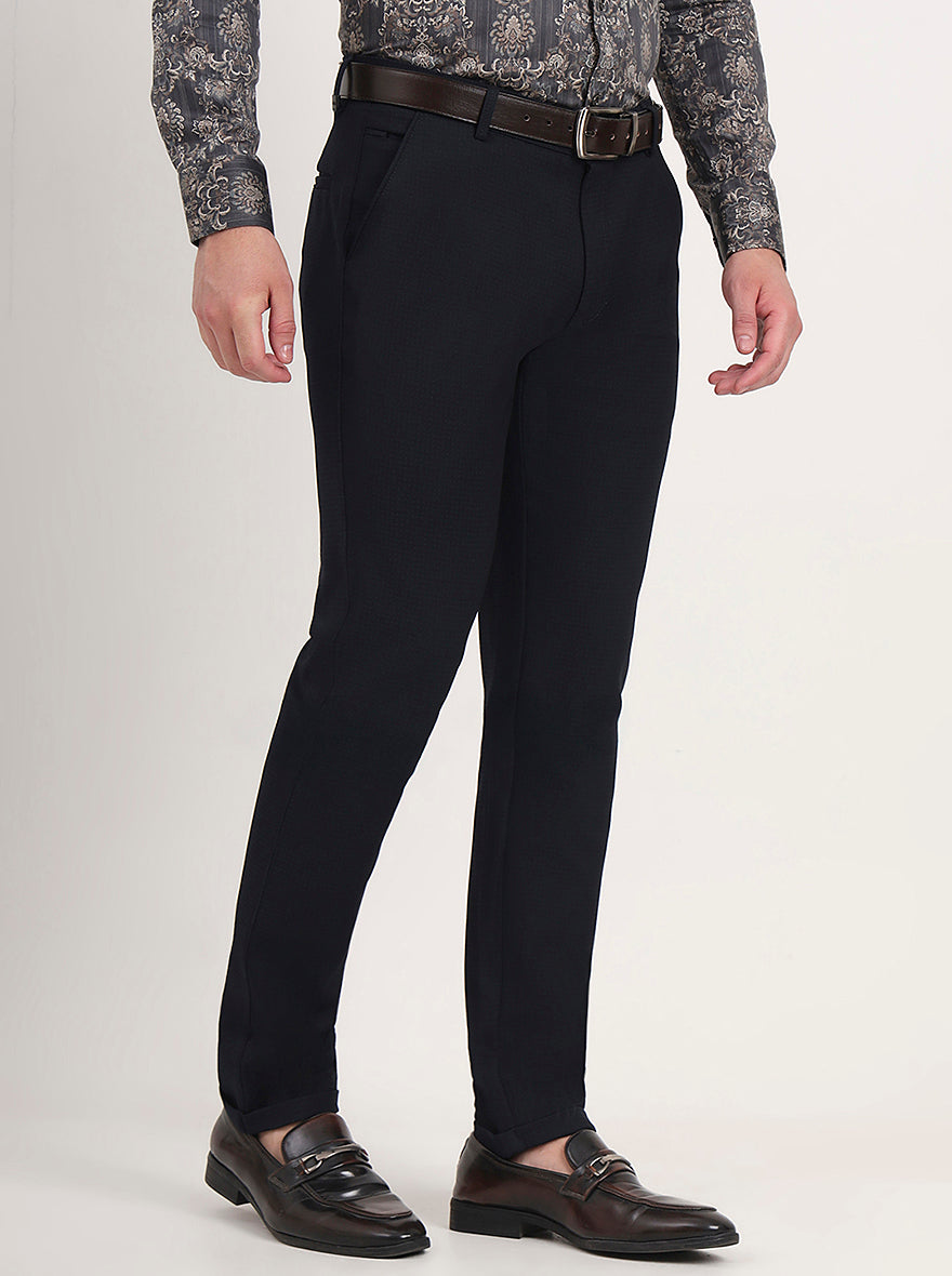 Blue Solid Slim Fit Club Wear Trouser | JB Studio