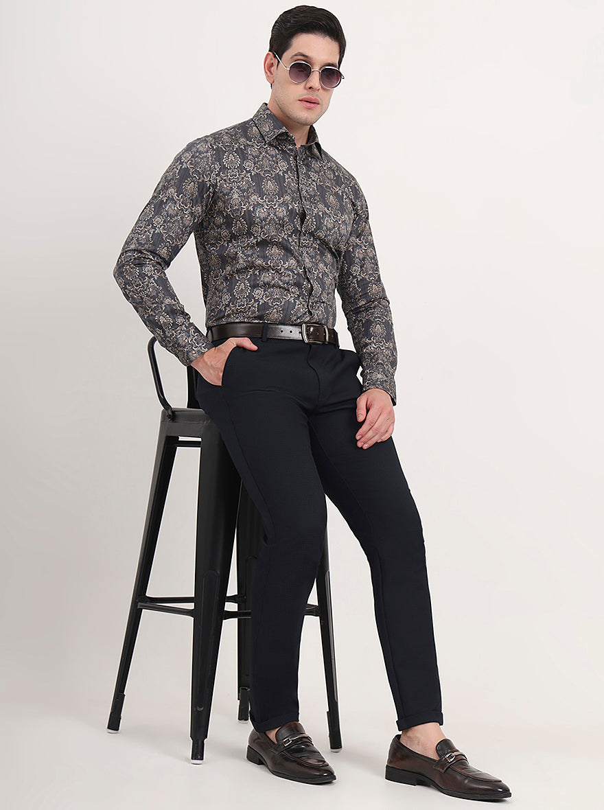 Blue Solid Slim Fit Club Wear Trouser | JB Studio