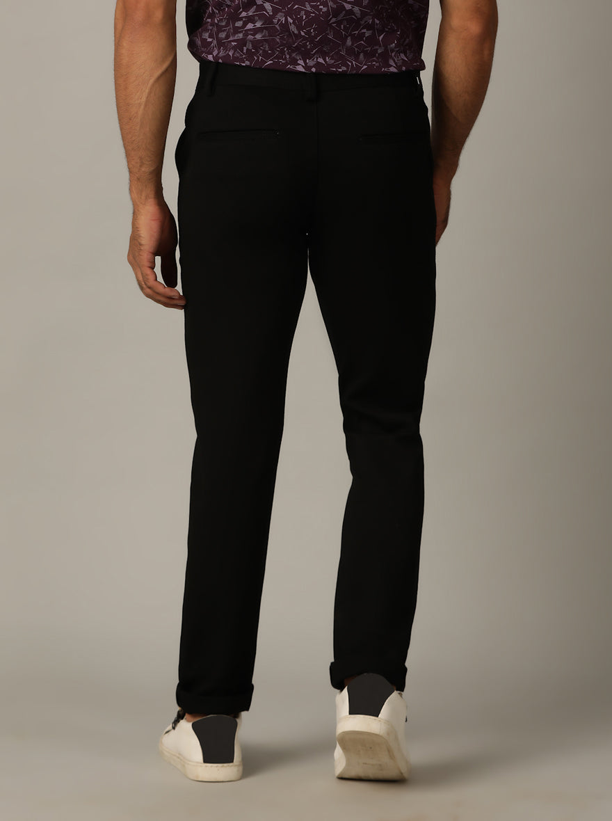 Black Solid Venice Fit Casual Trouser | JadeBlue