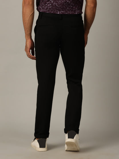 Black Solid Venice Fit Casual Trouser | JadeBlue