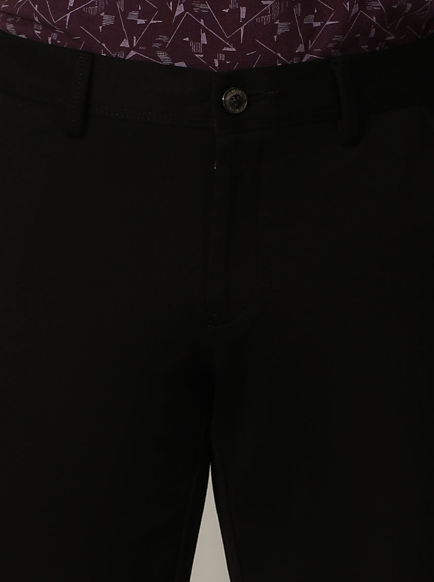 Black Solid Venice Fit Casual Trouser | JadeBlue