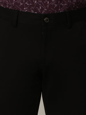 Black Solid Venice Fit Casual Trouser | JadeBlue
