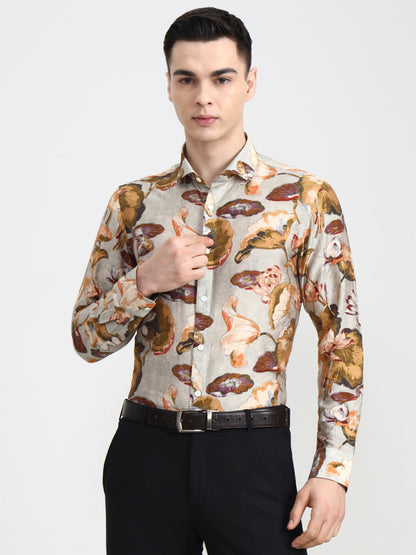 Multicolor Printed Slim Fit Party Wear Shirt | Wyre