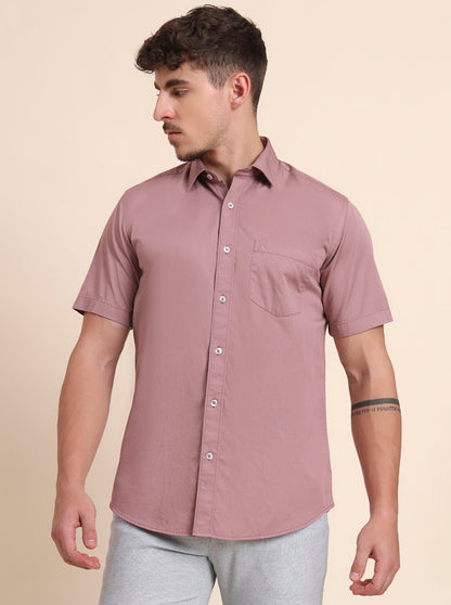 Coral Pink Solid Smart Fit Semi Casual Shirt | Greenfibre