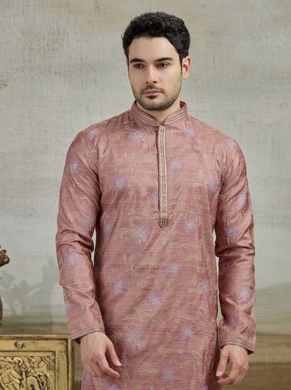 Brown & Purple Embroidered Kurta Pajama | TULA