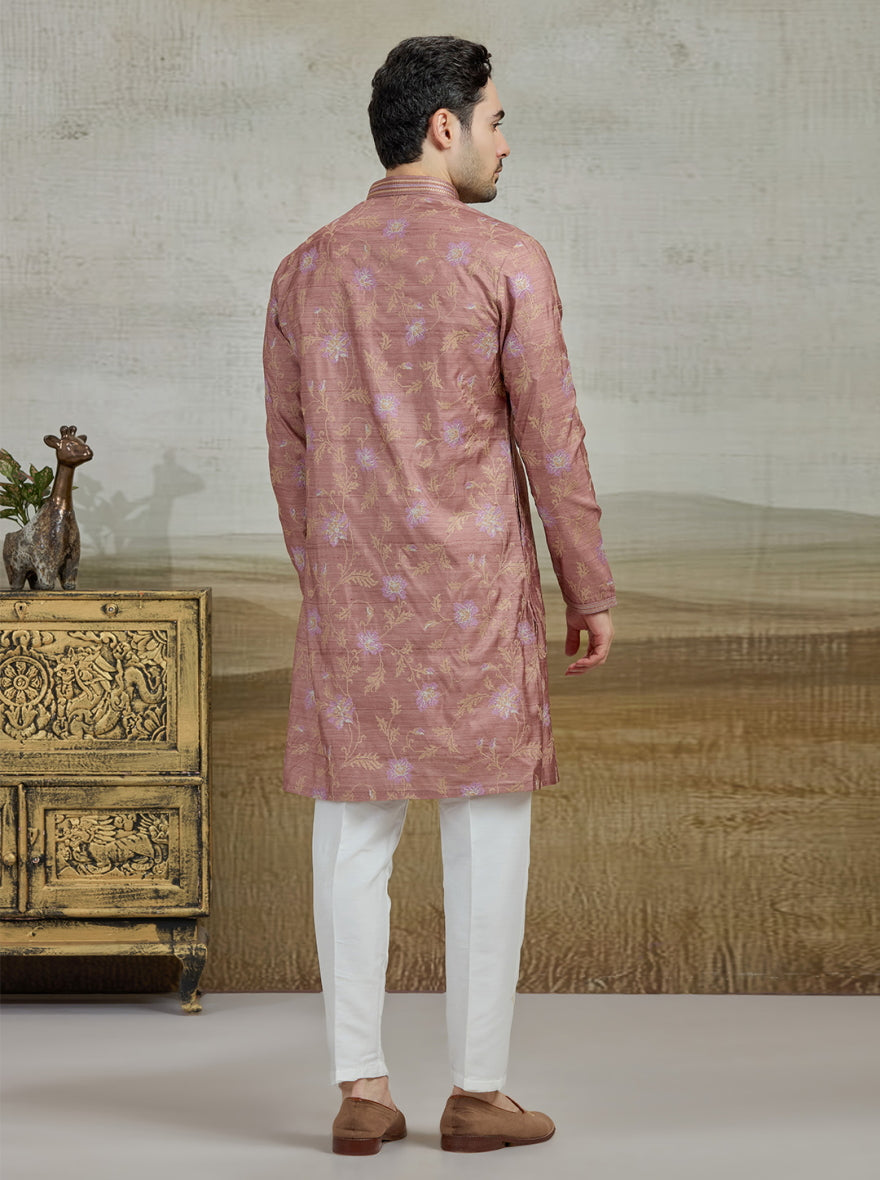 Brown & Purple Embroidered Kurta Pajama | TULA