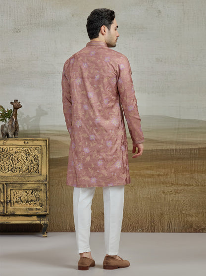 Brown & Purple Embroidered Kurta Pajama | TULA