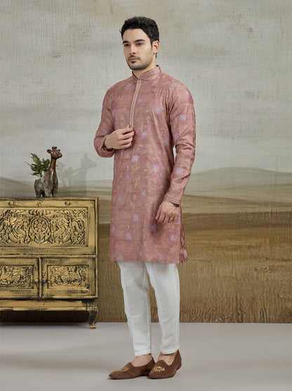 Brown & Purple Embroidered Kurta Pajama | TULA