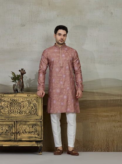 Brown & Purple Embroidered Kurta Pajama | TULA