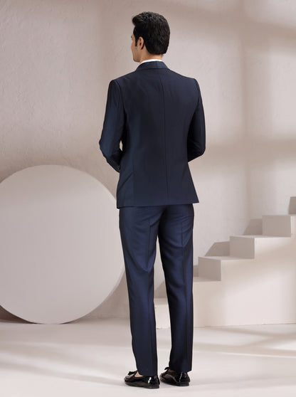 Navy Blue Self Design Suit | JadeBlue