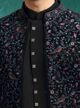 Black Embroidered Indowestern | TULA