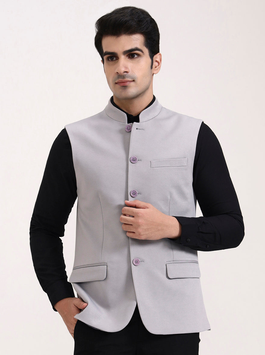 Grey Solid Regular Fit Waistcoat | Wyre