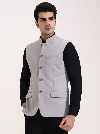 Grey Solid Regular Fit Waistcoat | Wyre