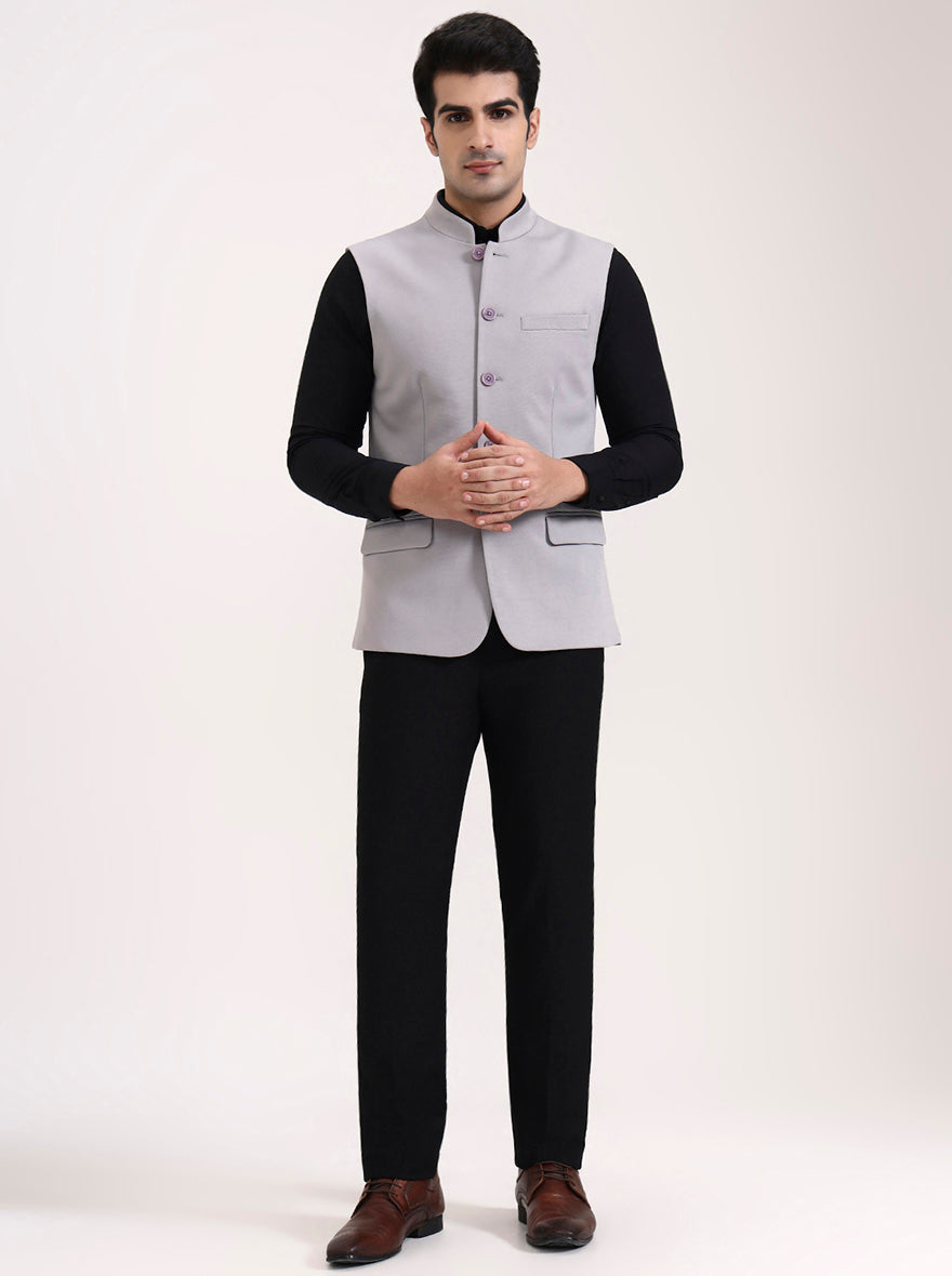 Grey Solid Regular Fit Waistcoat | Wyre