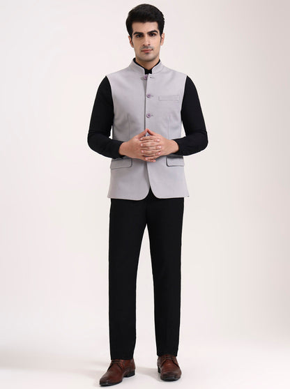 Grey Solid Regular Fit Waistcoat | Wyre