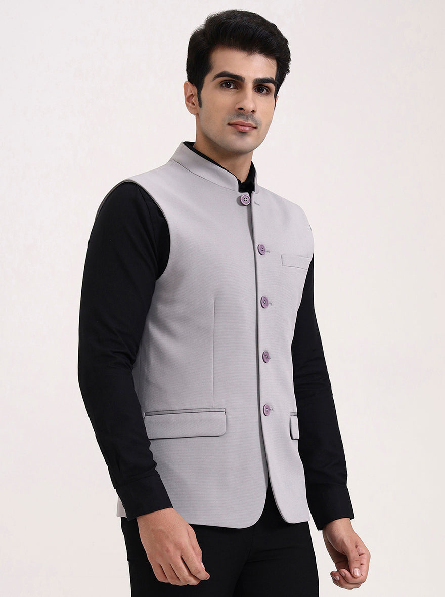 Grey Solid Regular Fit Waistcoat | Wyre