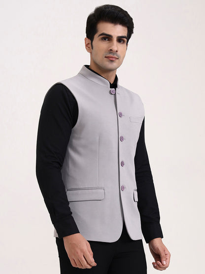 Grey Solid Regular Fit Waistcoat | Wyre