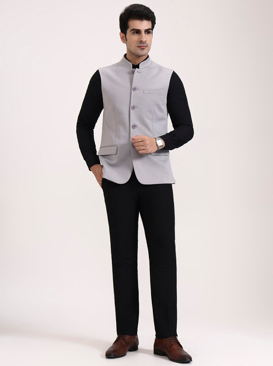 Grey Solid Regular Fit Waistcoat | Wyre
